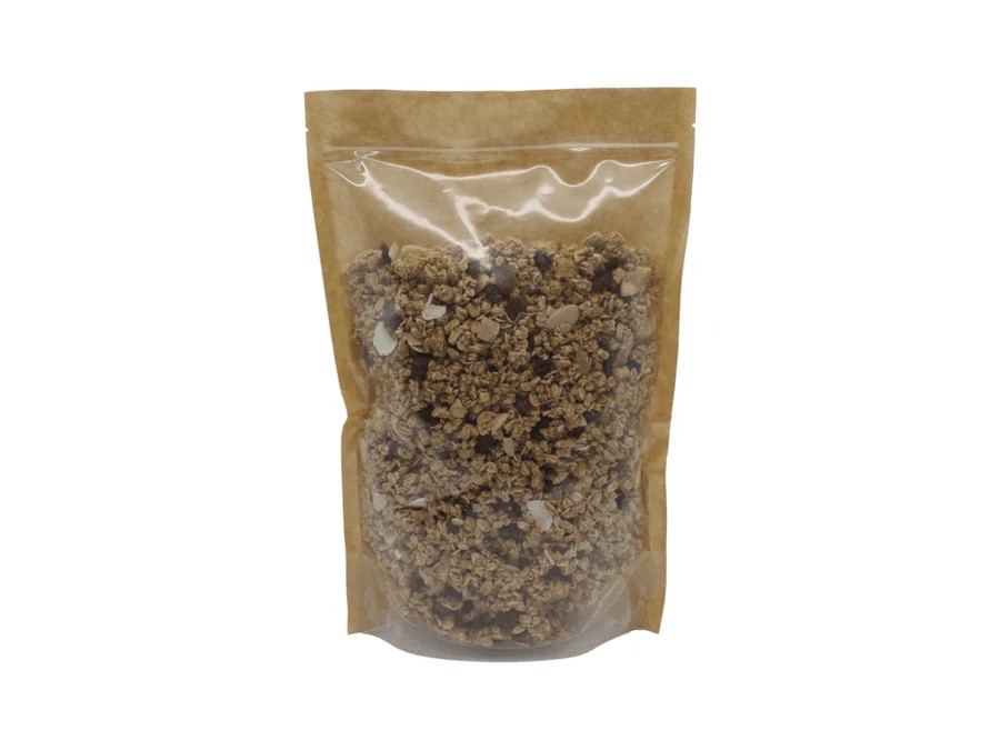 White Kraft Stand Up Pouch with Window and Resealable Zipper product image
